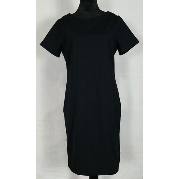 Tahari Judianne Round-Neck Short Sleeve Sheath Dress Women's 10 Black NWT